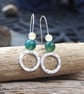 Hoops, Sterling silver dangle hoop earring, lemon jade and green moss agate hoop - Image 9
