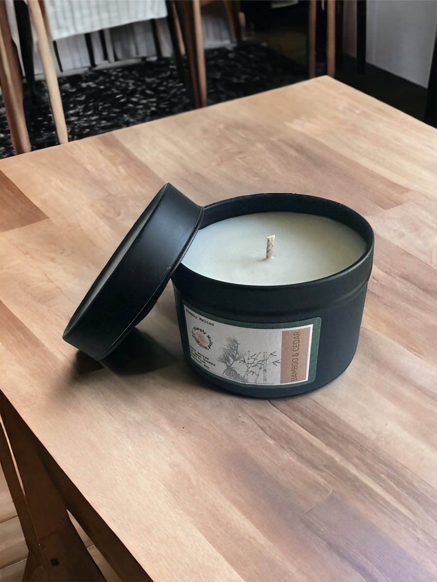 Bamboo and Cedar Scented Candle, Coconut Wax Candle