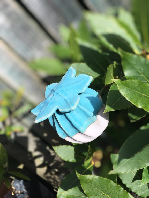 Ceramic garden stake, handmade garden art, indoor or outdoor garden stake