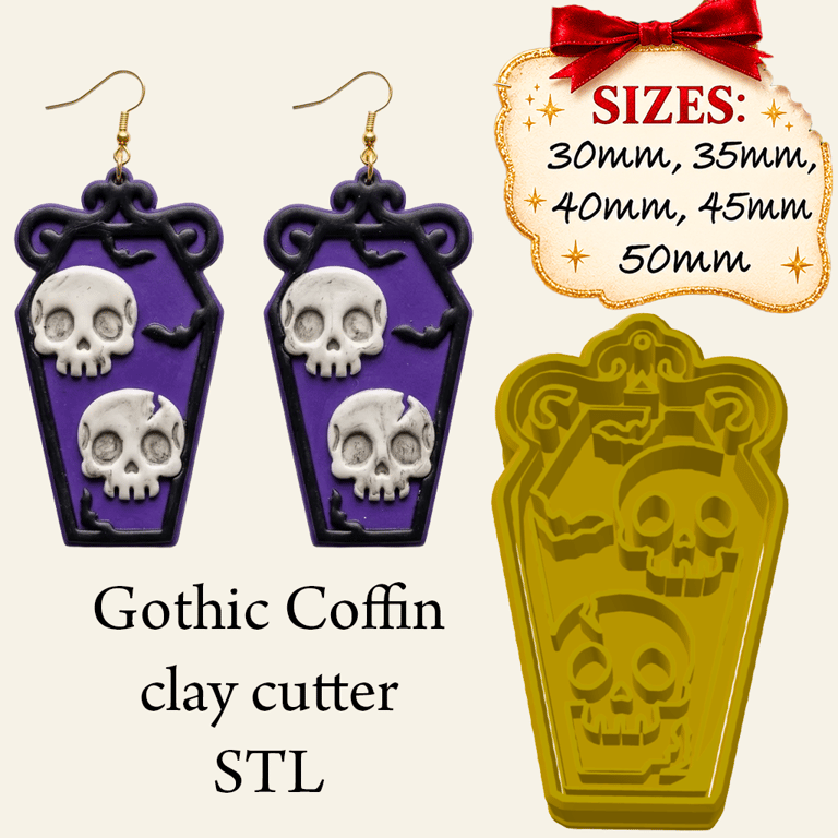 Gothic coffin clay cutter STL file for 3d pinting - emailed
