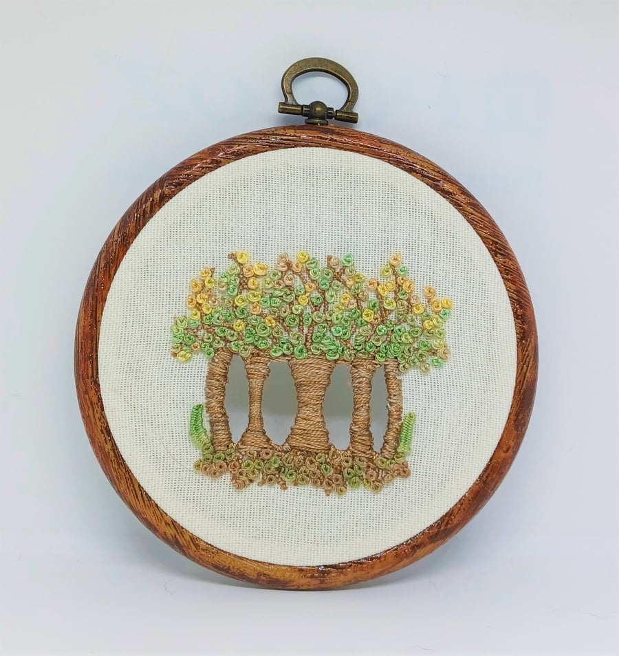 Hardanger Cut Work Trees Hand Embroidery 3D Hoop
