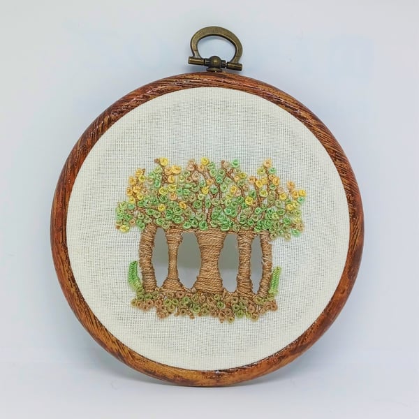 Hardanger Cut Work Trees Hand Embroidery 3D Hoop
