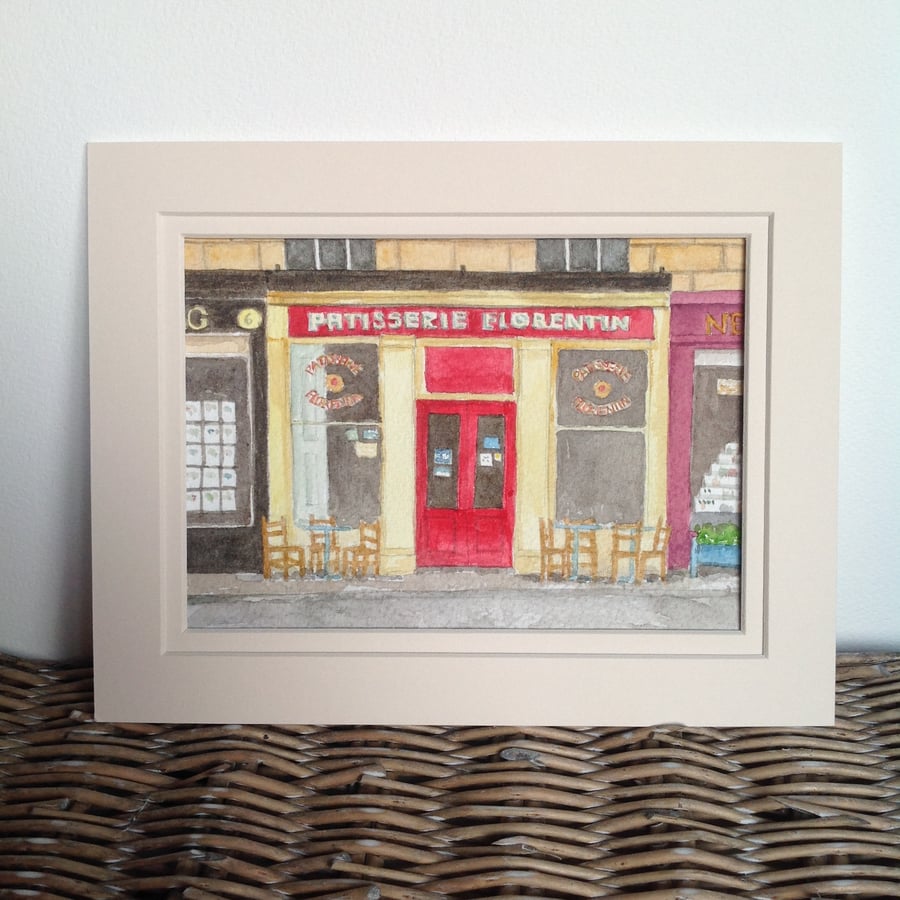 SALE! Original watercolour 'Patisserie Florentin, Edinburgh'