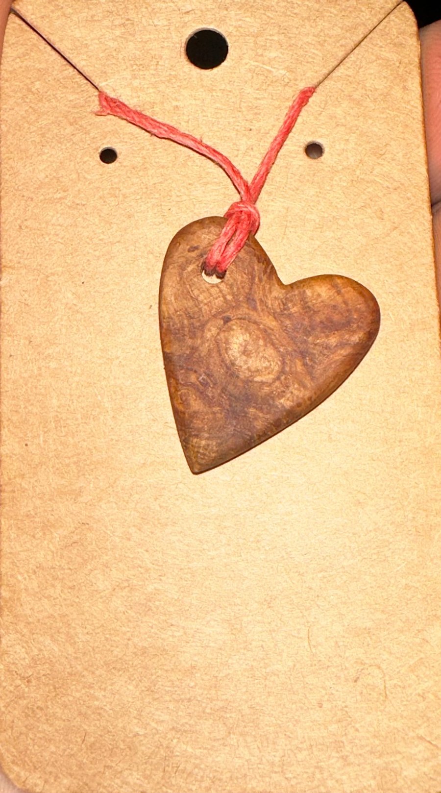 Heart pendant - burr wood