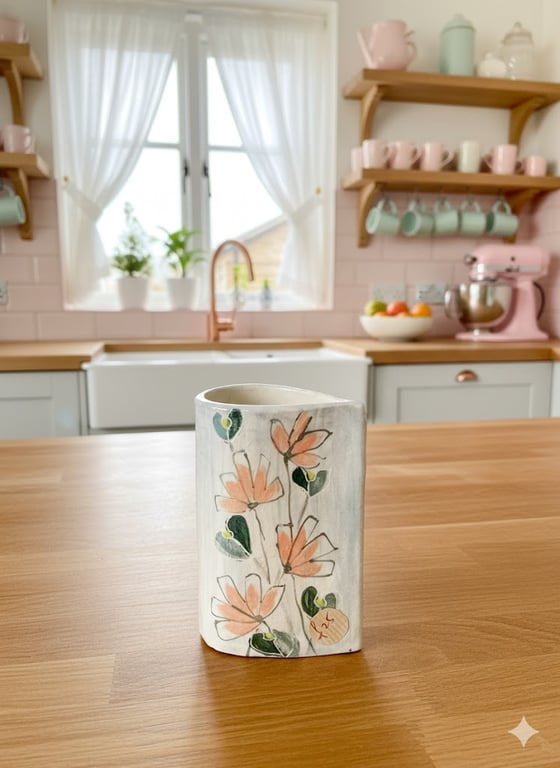 Happy Flowers Vase (or jug!) -handmade ceramic