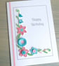 Handmade Birthday Card, Quilled Pink & Blue Floral Card