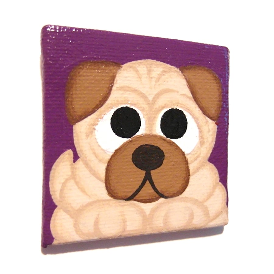 Sold Handpainted Cartoon Pug Magnet