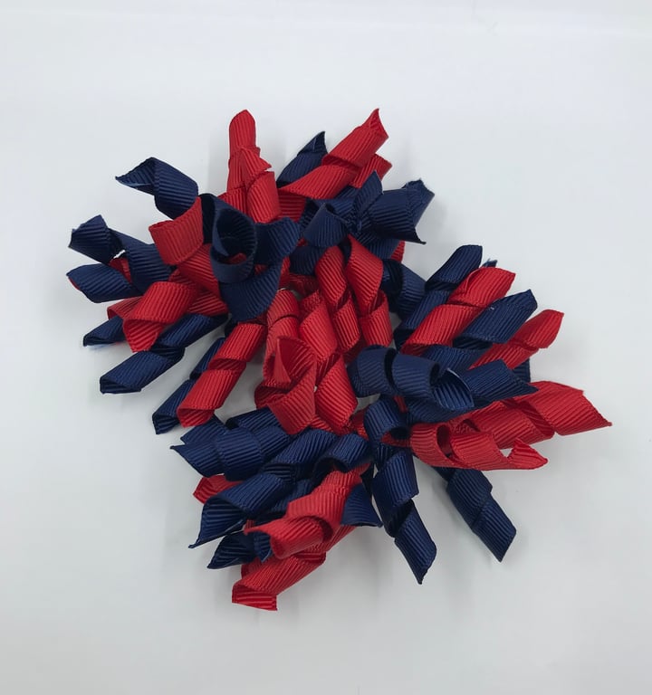 3 inch Navy and Red Curly Corkers on Clips (pair)