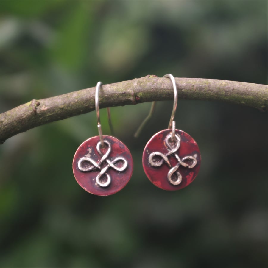 Silver and Copper Celtic Dangle Earrings