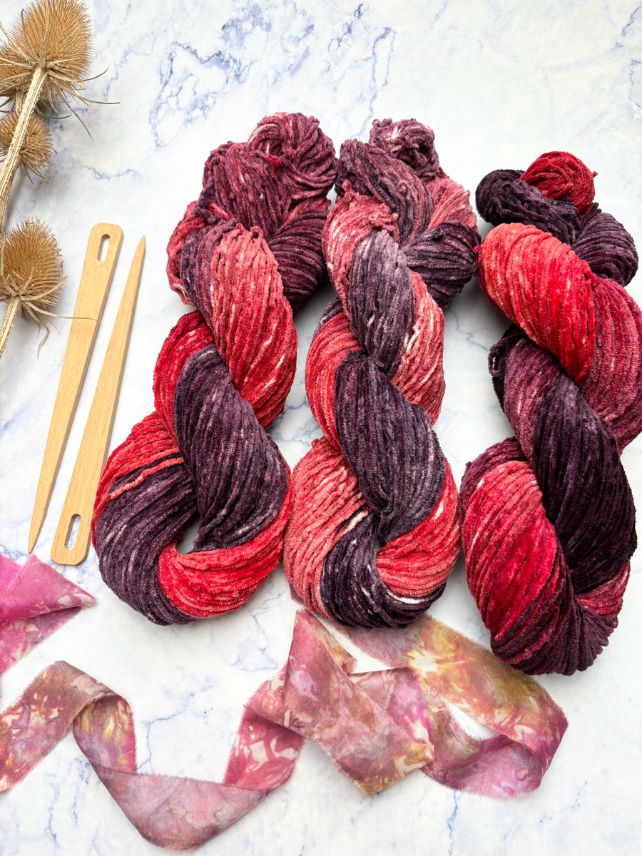 400g Hand Dyed Cotton Chenille DK Yarn, Baby Plush Amigurumi Toys Crochet 68 