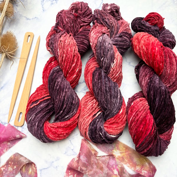 400g Hand Dyed Cotton Chenille DK Yarn, Baby Plush Amigurumi Toys Crochet 68 