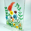 Fused glass summer meadow panel ornament