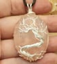 Wire Wrap Rose Quartz tree of life pendant necklace. January birthstone - Image 2