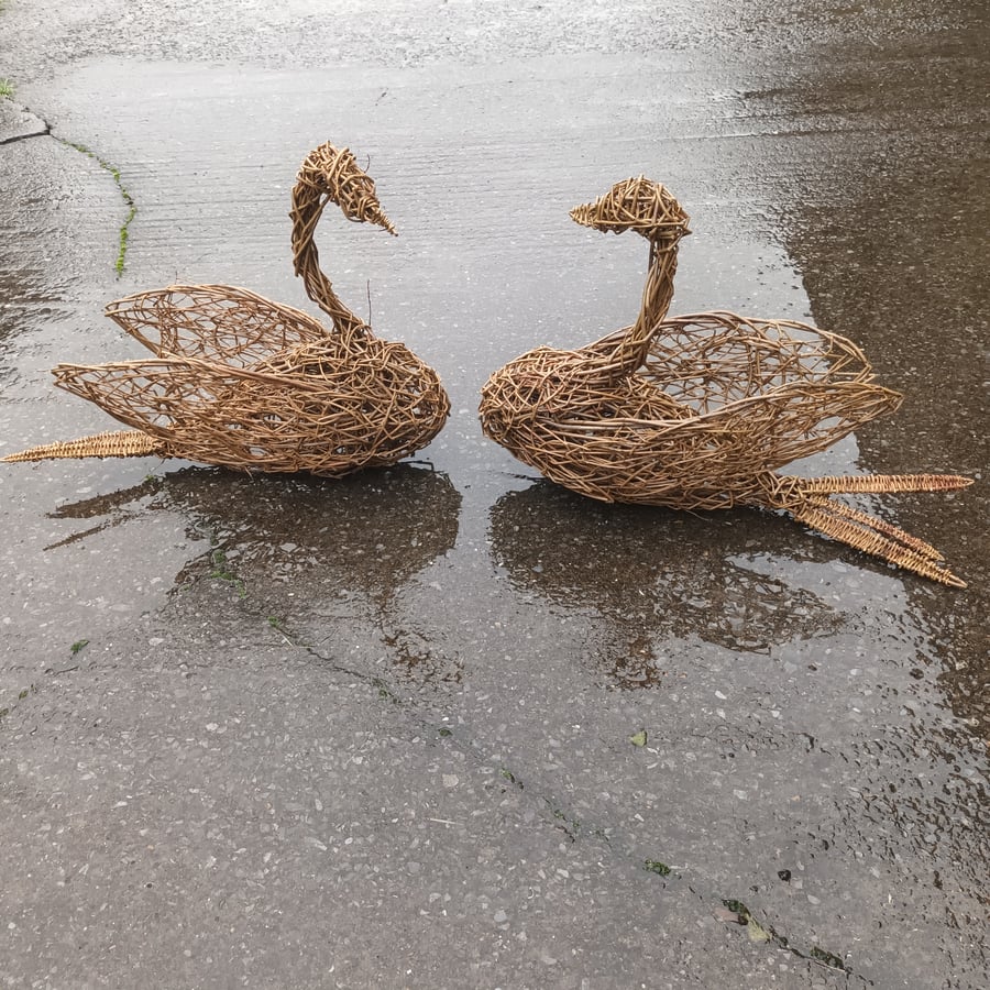 Swan, woven willow, bird, creatures, wicker, natural, environment, gardens, home