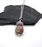 purple ceramic rose pendant necklace