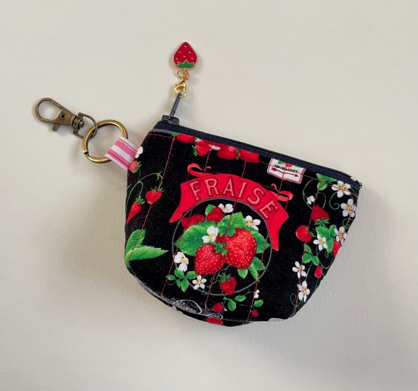 Mini Coin Purse Keychain - Strawberries