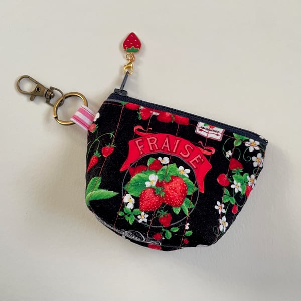 Mini Coin Purse Keychain - Strawberries