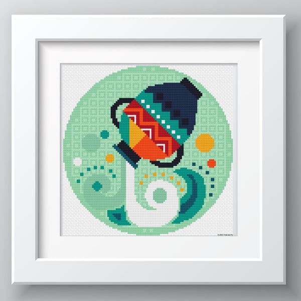 010B - Aquarius - Horoscope - Zodiac Series - Cross Stitch Pattern