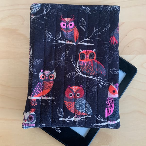 Owl Print Fabric Quilted Kindle Sleeve for 6” Paperwhite