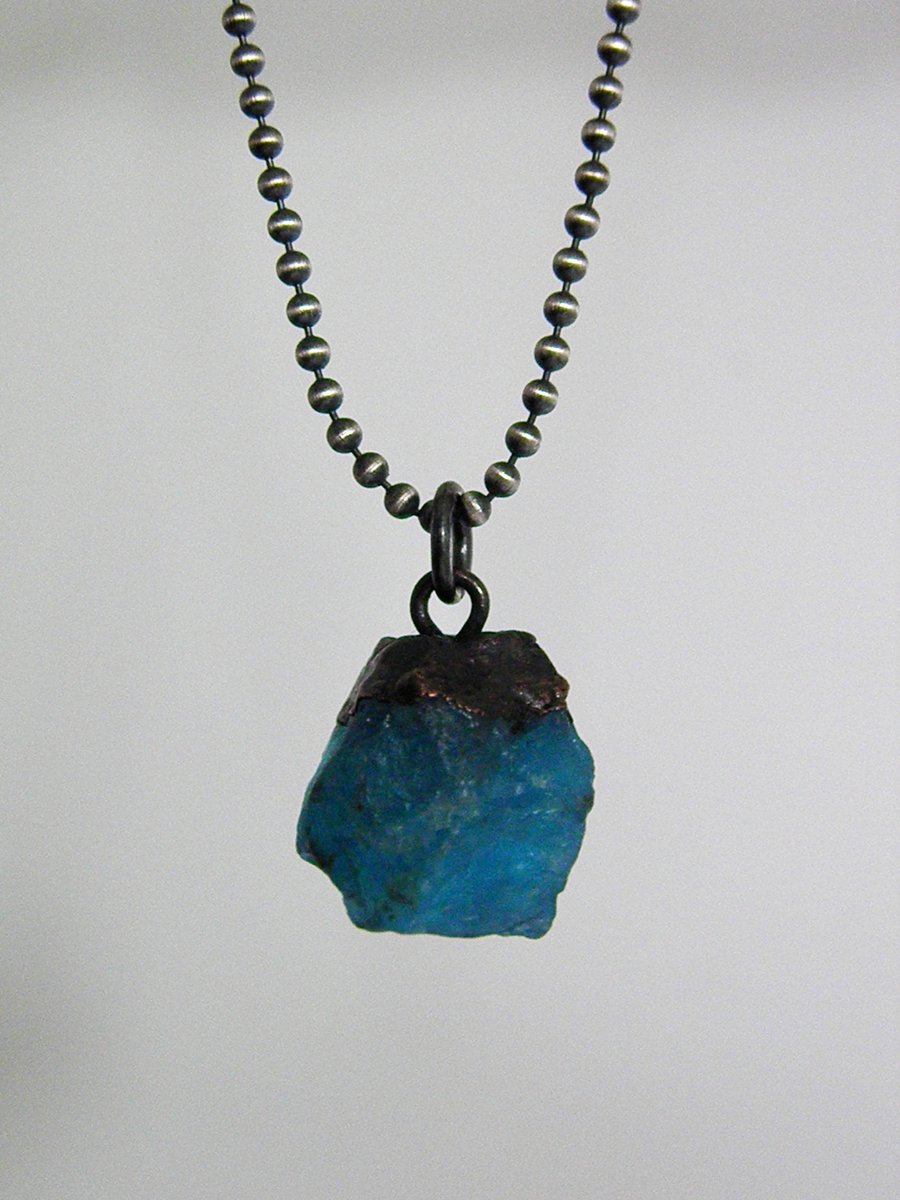 Apatite Crystal Necklace Sterling Silver Ball Chain