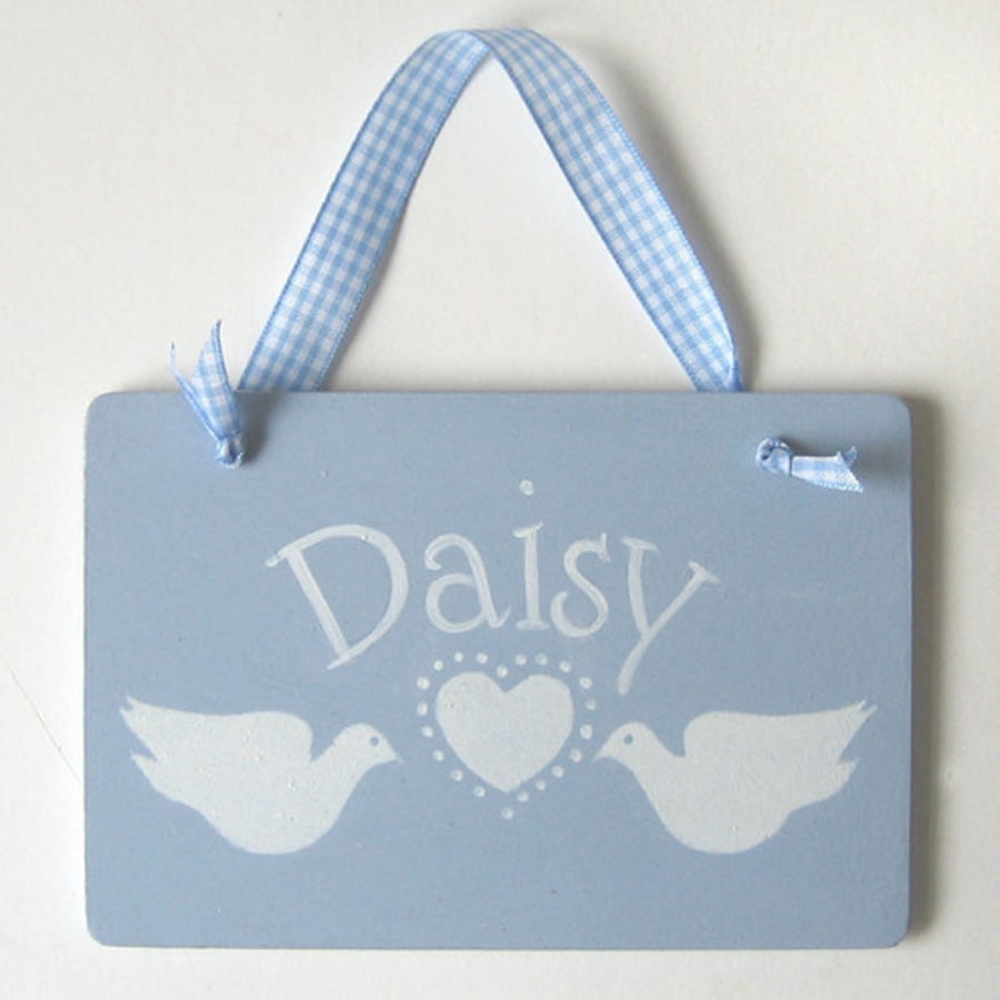 Personalised Plaque with Doves and Heart.