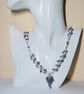 Genuine Tanzanite and Shell Pearl Hand Beaded Tassel Necklace 18 - 19 Inch - Image 2