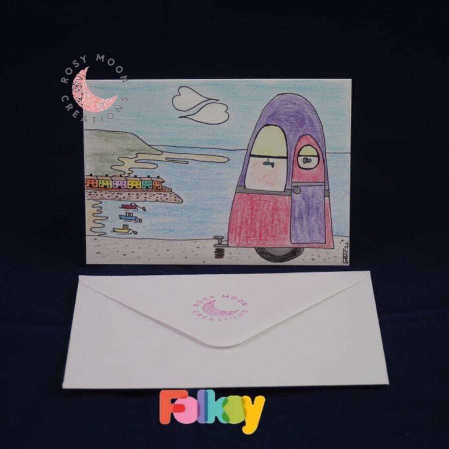 Quirky Caravan Blank Card 