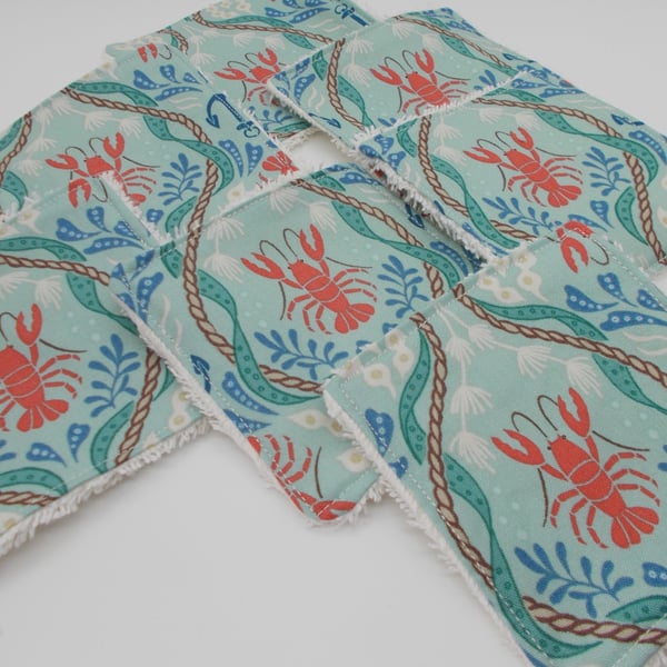 7 Reusable Face Wipes - Lobsters