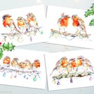 Robin Christmas Cards, set of 4