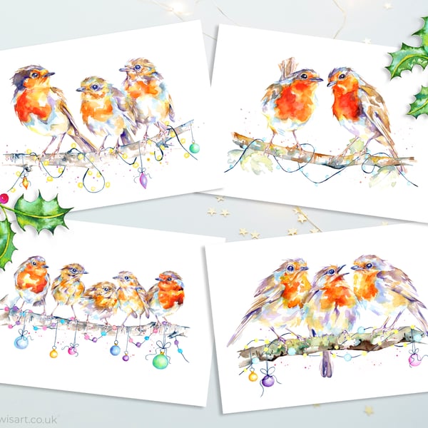 Robin Christmas Cards, set of 4