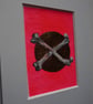 Original ACEO graphic crossbones oddity neon pink Painting - One of a Kind  - Image 3
