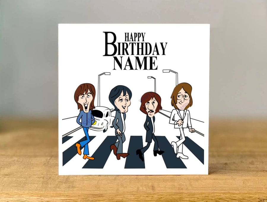 Personalised Abbey Road Birthday Card, 60s Music, Brother, beatles, Dad, Mum, 