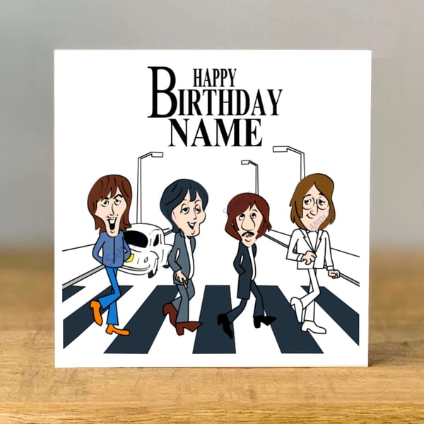 Personalised Abbey Road Birthday Card, 60s Music, Brother, beatles, Dad, Mum, 