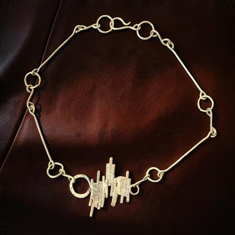 Brutalist Pendant Necklace Statement Piece - Handcrafted - Gift Box FREEPOST