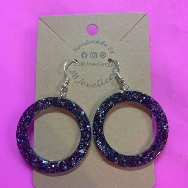 Handmade Resin Dangle Earrings (Clip ons Available) 