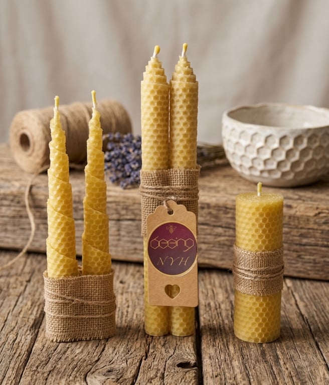 Medium Beeswax Candle Gift Collection Set of 5 Pure Handmade Candles