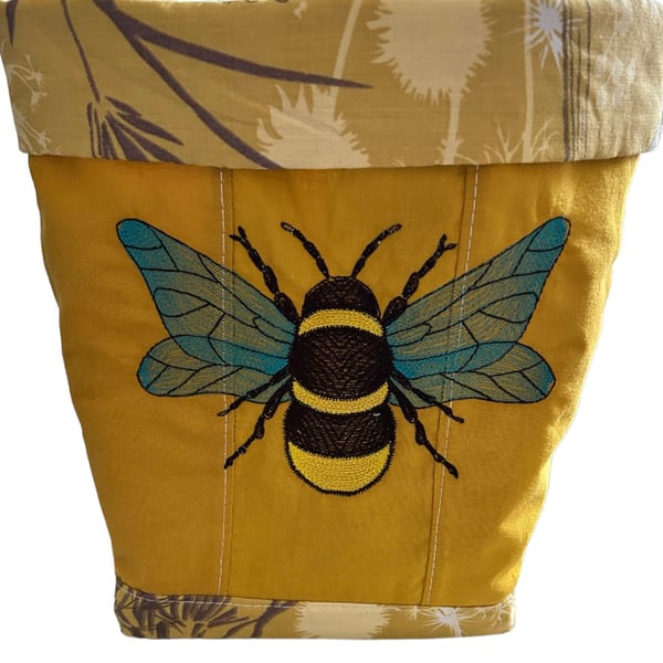 Bee Embroidered Fabric Basket