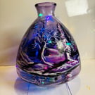 A hand painted and fired glass vase by Andrew Jenkins 