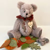 Jasper, Unique artist bear with Autumn display, OOAK collectable teddy bear