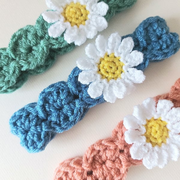 Crochet Daisy Baby Headband - Made To Order in Sizes Baby up to Adult