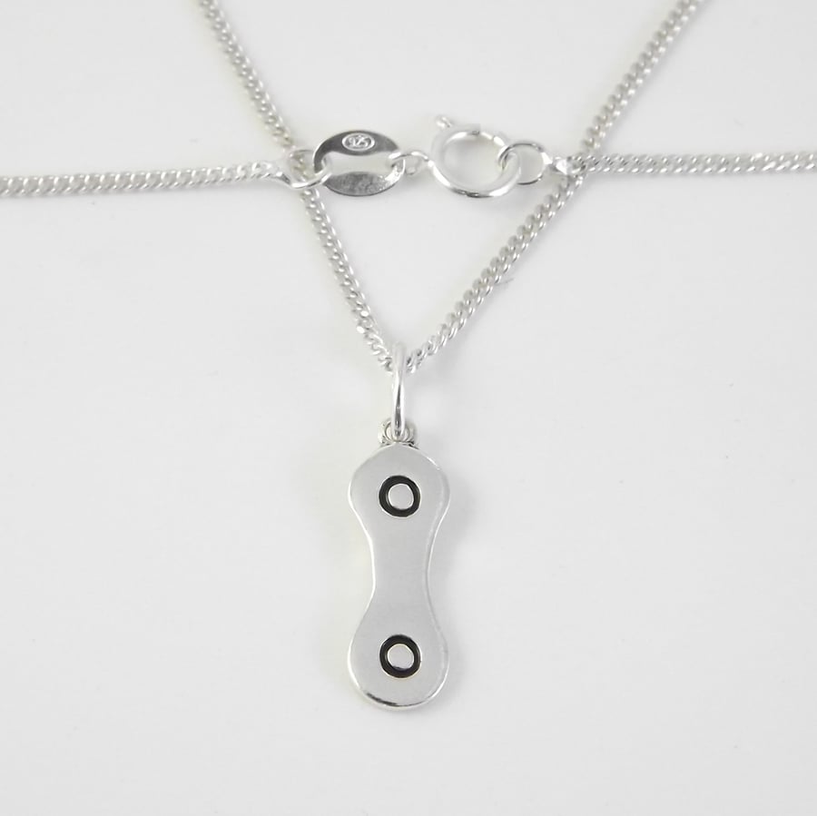 Bicycle Chain Pendant (Small), Silver Cycling Necklace, Handmade Bike Gift