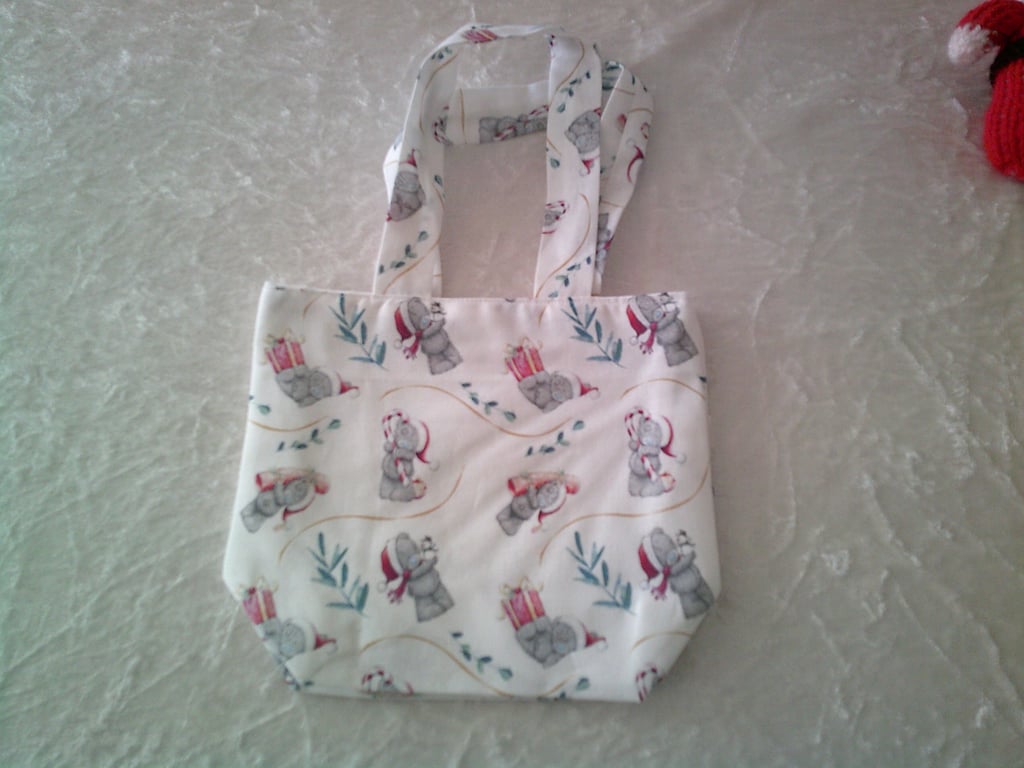 Little Grey Teddy Bear with Candy Cane Gift Bag