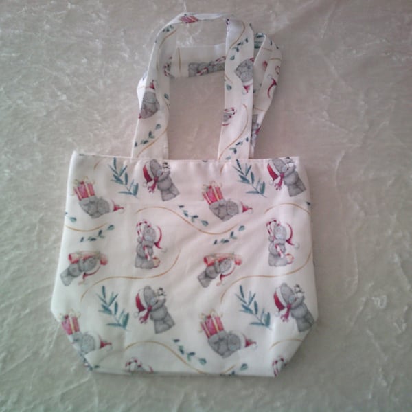 Little Grey Teddy Bear with Candy Cane Gift Bag