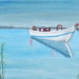 A Peaceful Boat on the Water Acrylic Painting