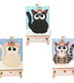 Custom Cat and Robin Original Miniature Art - pet portrait mini painting - Image 1