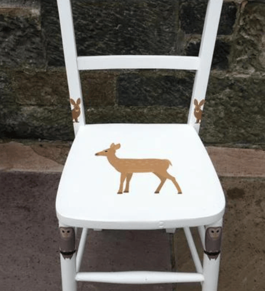 Woodland animals theme children's personalised vintage wooden school chair