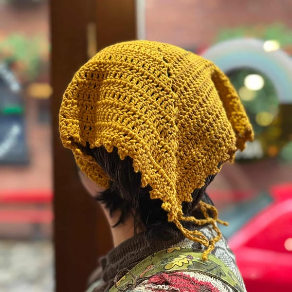 Mustard Crocheted Bandana
