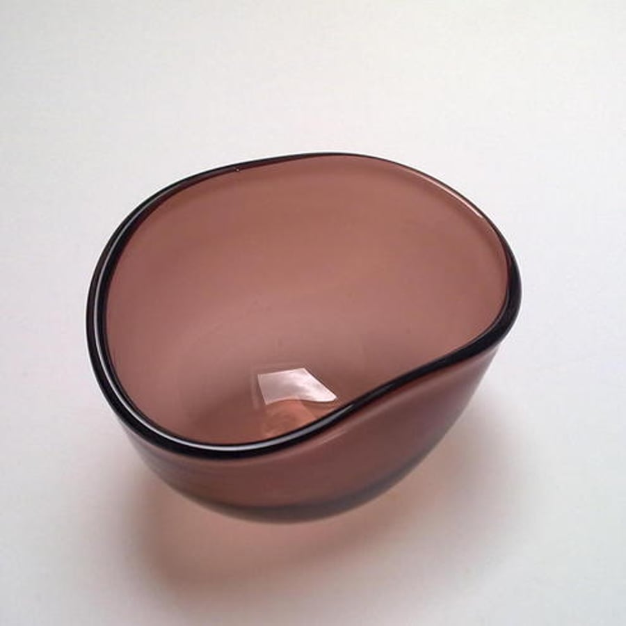 Hand Blown Tea Colour Glass T light holder