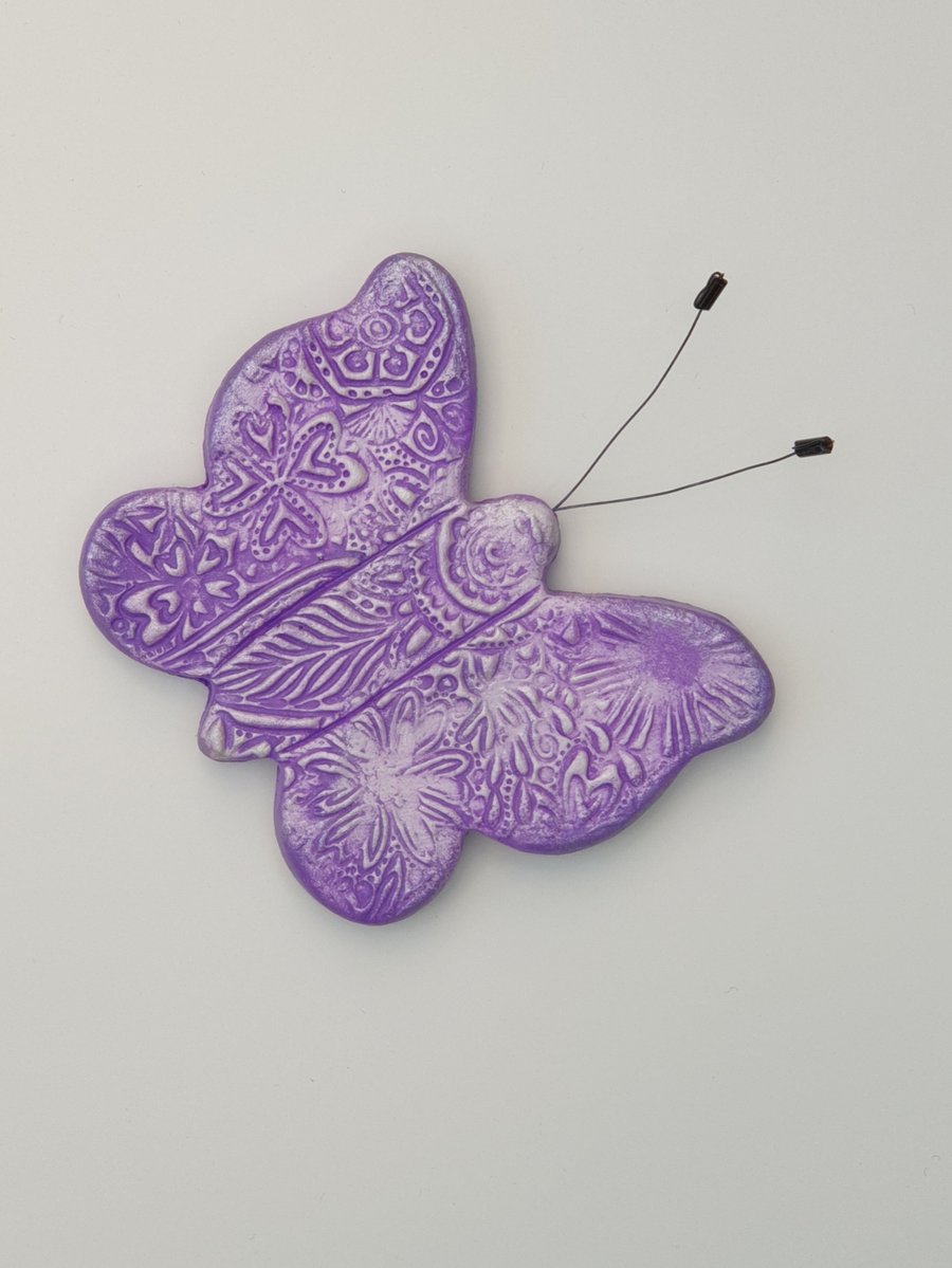   butterfly fridge magnet lavender and silver