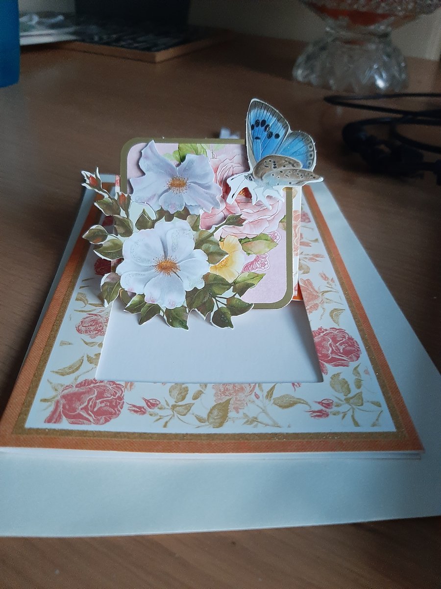 Handmade Colorful Butterfly slide card 